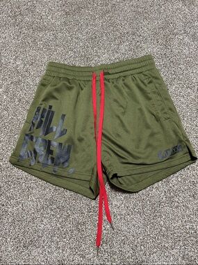 Kill crew Muay Thai Olive Green Athletic Shorts with Red Drawstring Medium